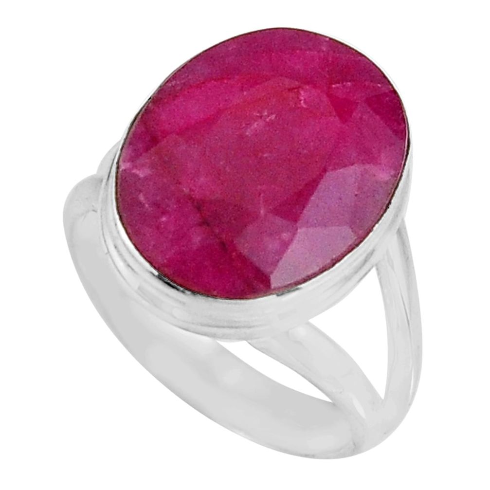 10.39cts natural red ruby 925 sterling silver solitaire ring size 7 p92566