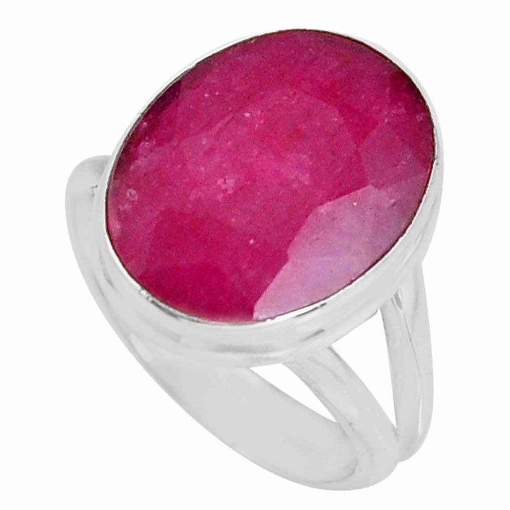 10.24cts natural red ruby 925 sterling silver solitaire ring size 7 p92571