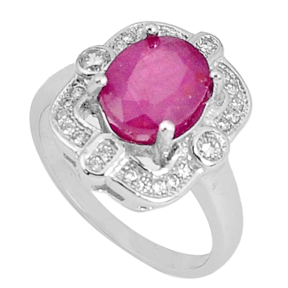 4.52cts natural red ruby topaz 925 silver solitaire ring jewelry size 7.5 a96356