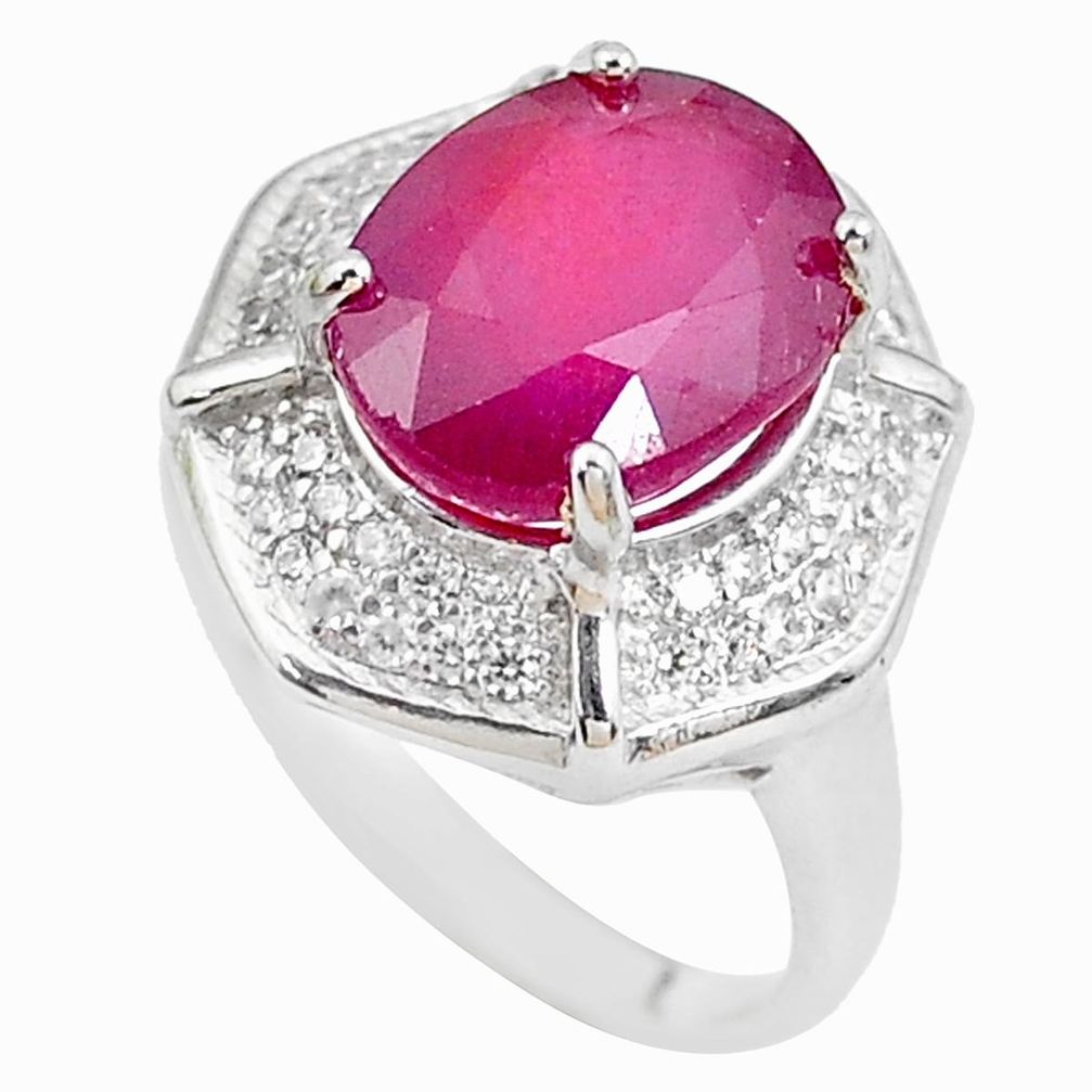 6.74cts natural red ruby topaz 925 sterling silver ring jewelry size 6 c2066