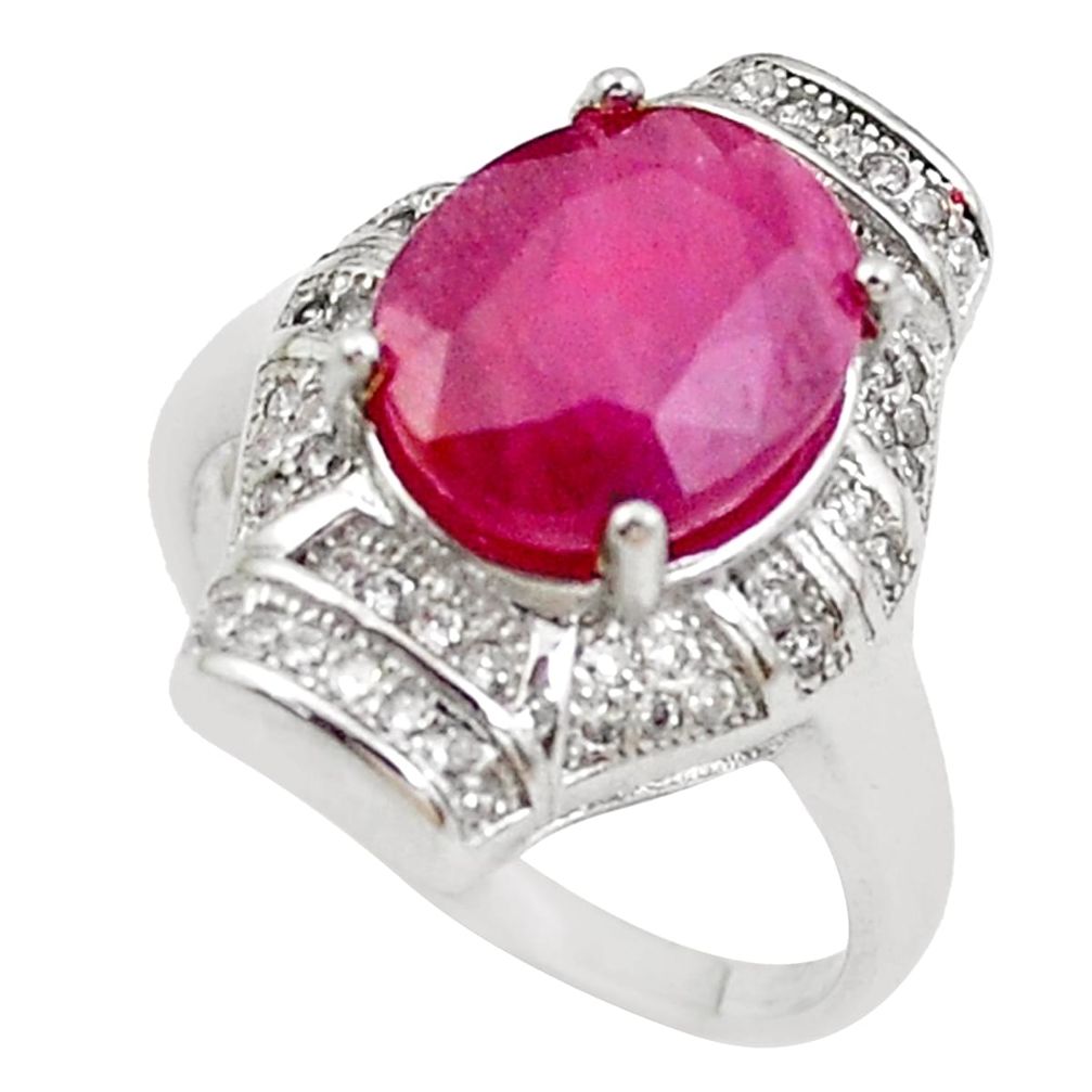 5.57cts natural red ruby topaz 925 sterling silver ring jewelry size 6.5 c2089