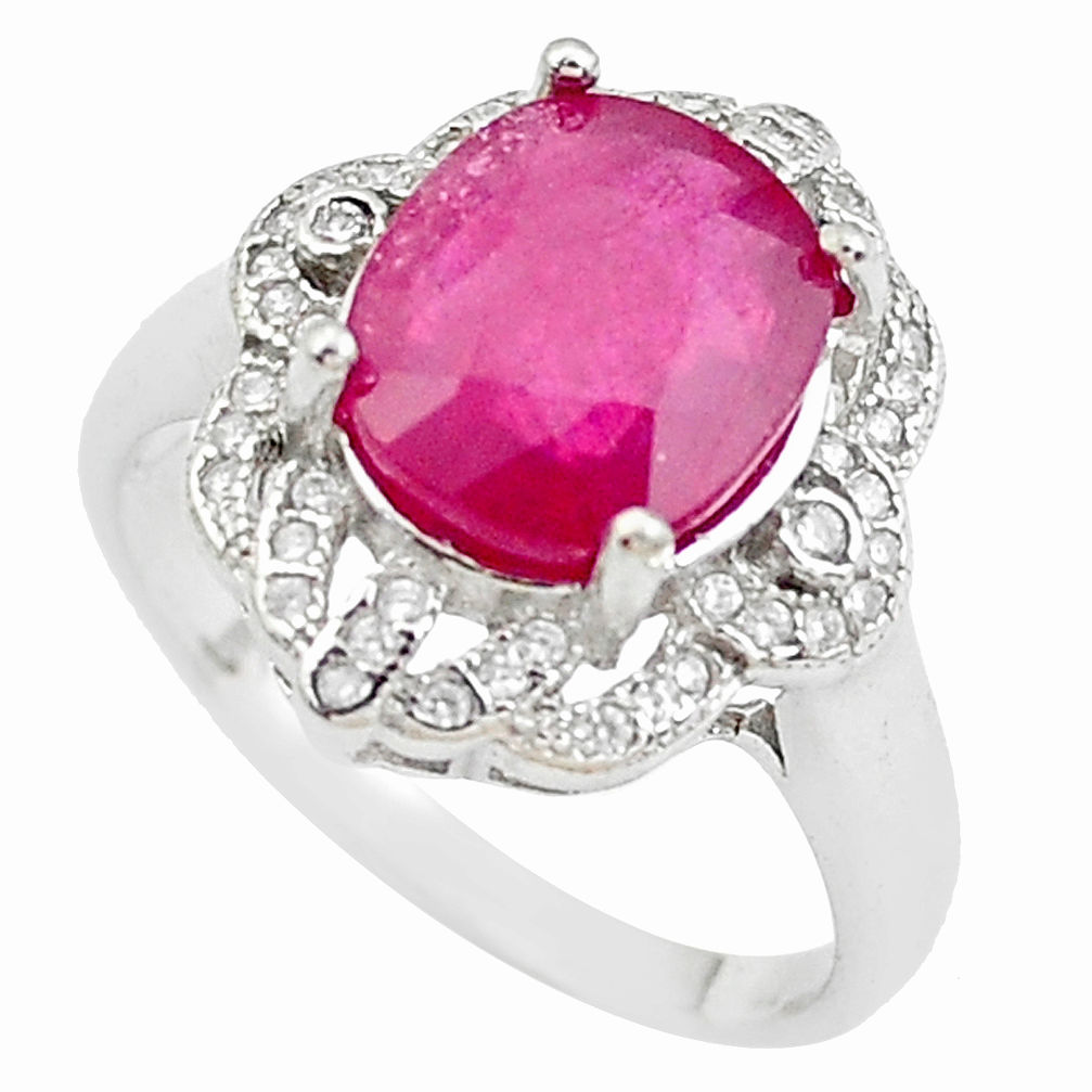 6.24cts natural red ruby topaz 925 sterling silver ring jewelry size 8.5 c2098