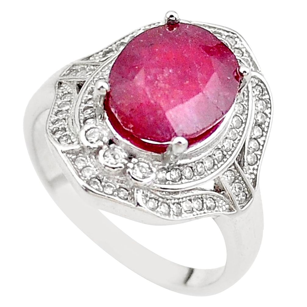 6.18cts natural red ruby topaz 925 sterling silver ring jewelry size 7 c2108
