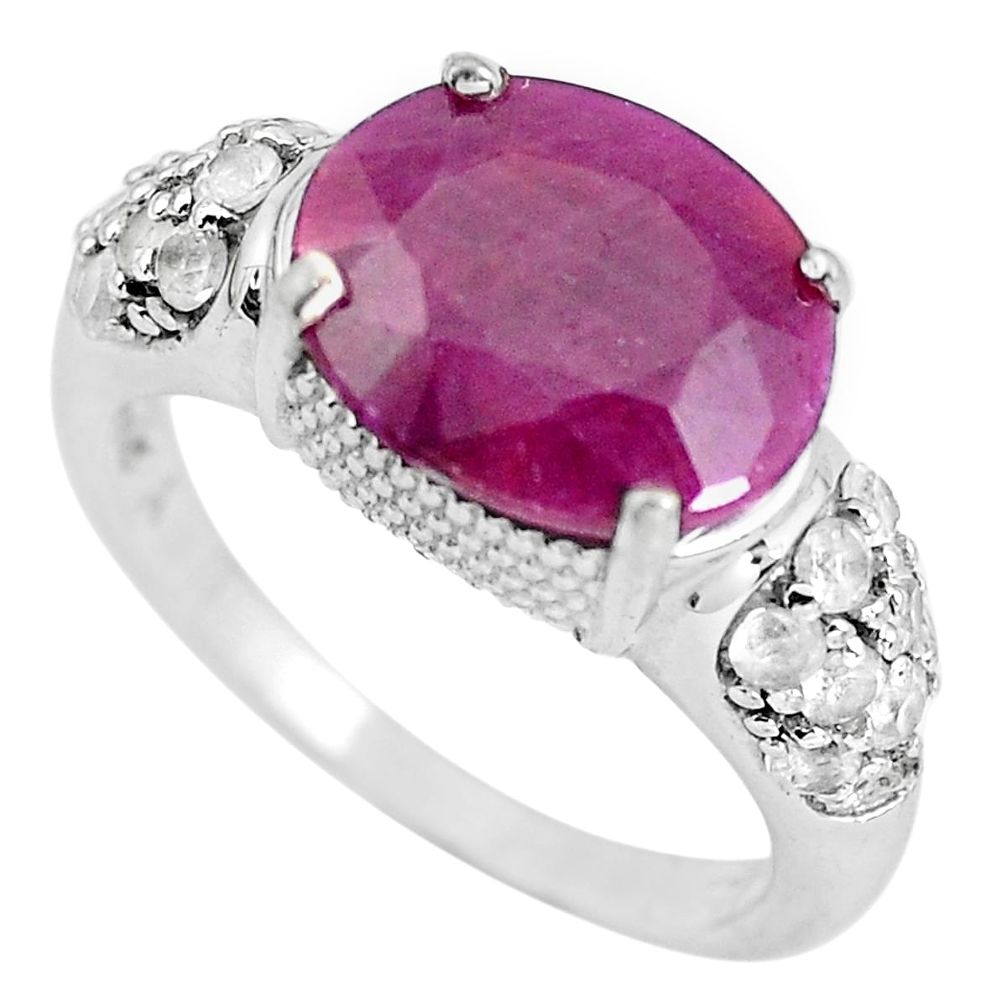 6.84cts natural red ruby topaz 925 sterling silver ring jewelry size 7.5 c3729