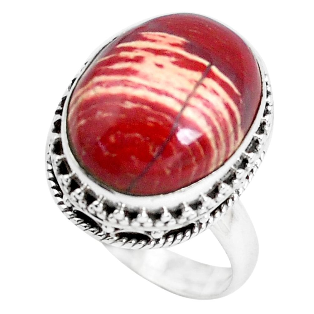 10.89cts natural red snakeskin jasper 925 silver solitaire ring size 7 d31339
