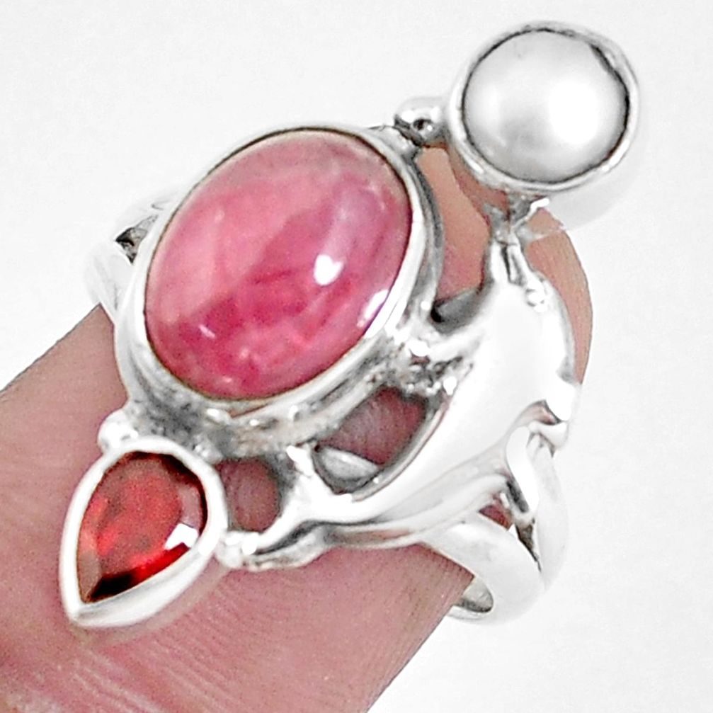 7.66cts natural rhodochrosite inca rose 925 silver dolphin ring size 7.5 p42775