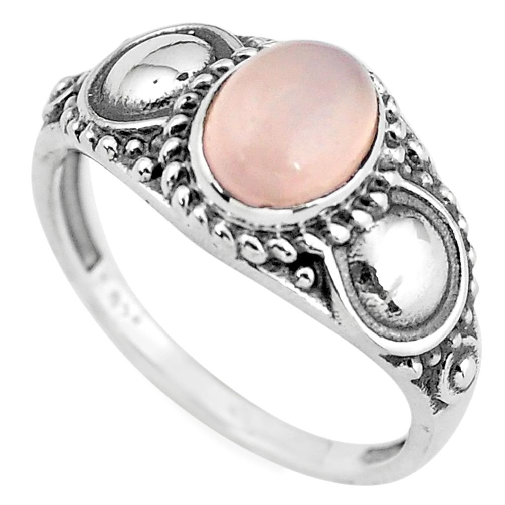 2.14cts natural rose quartz 925 silver solitaire ring jewelry size 8 p61261