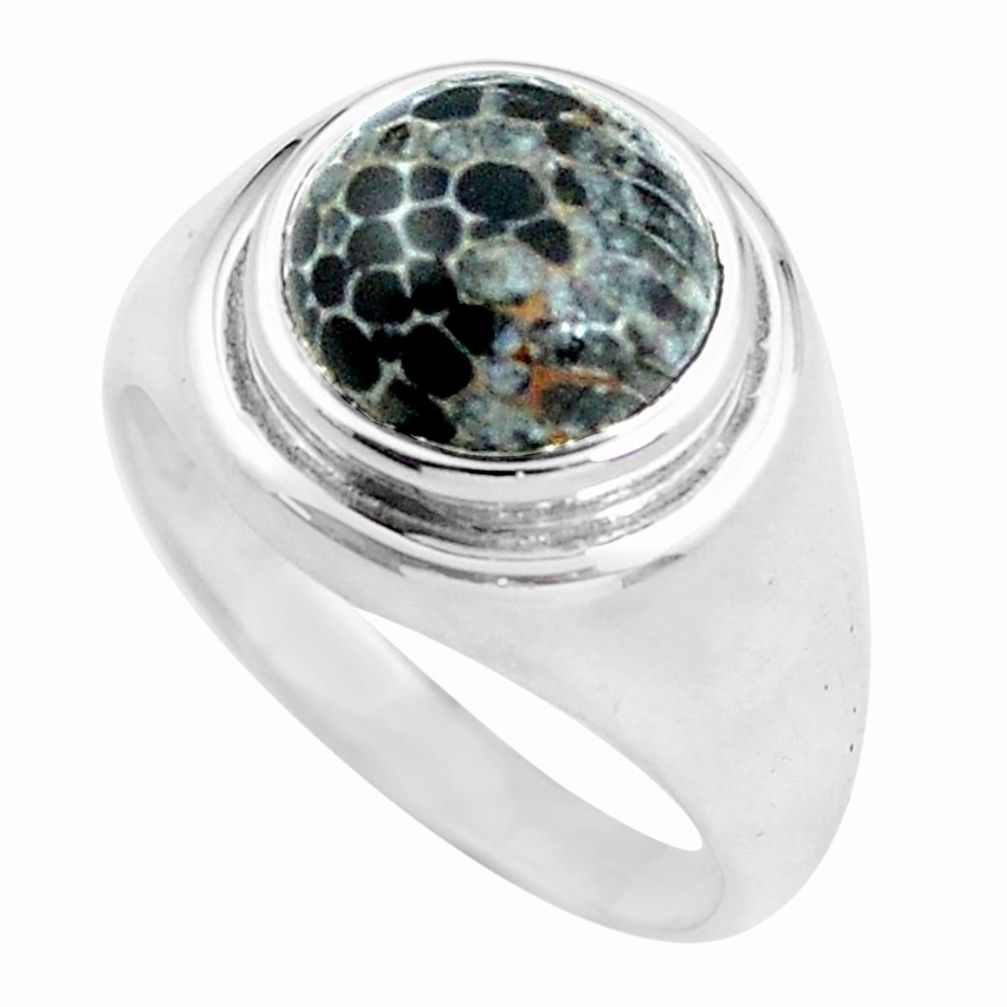 4.94cts natural stingray coral from alaska silver solitaire ring size 8 d32017