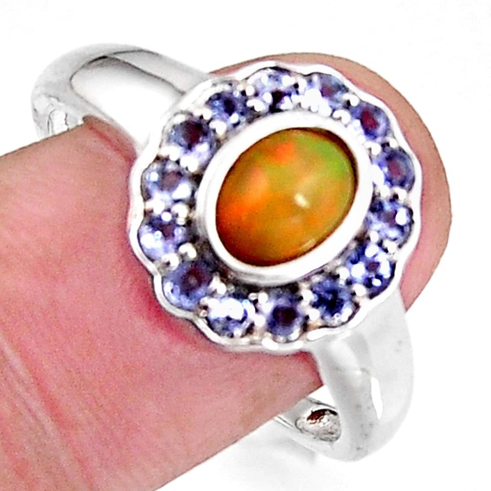 3.83cts natural tanzanite ethiopian opal 925 silver ring size 10.5 c5557