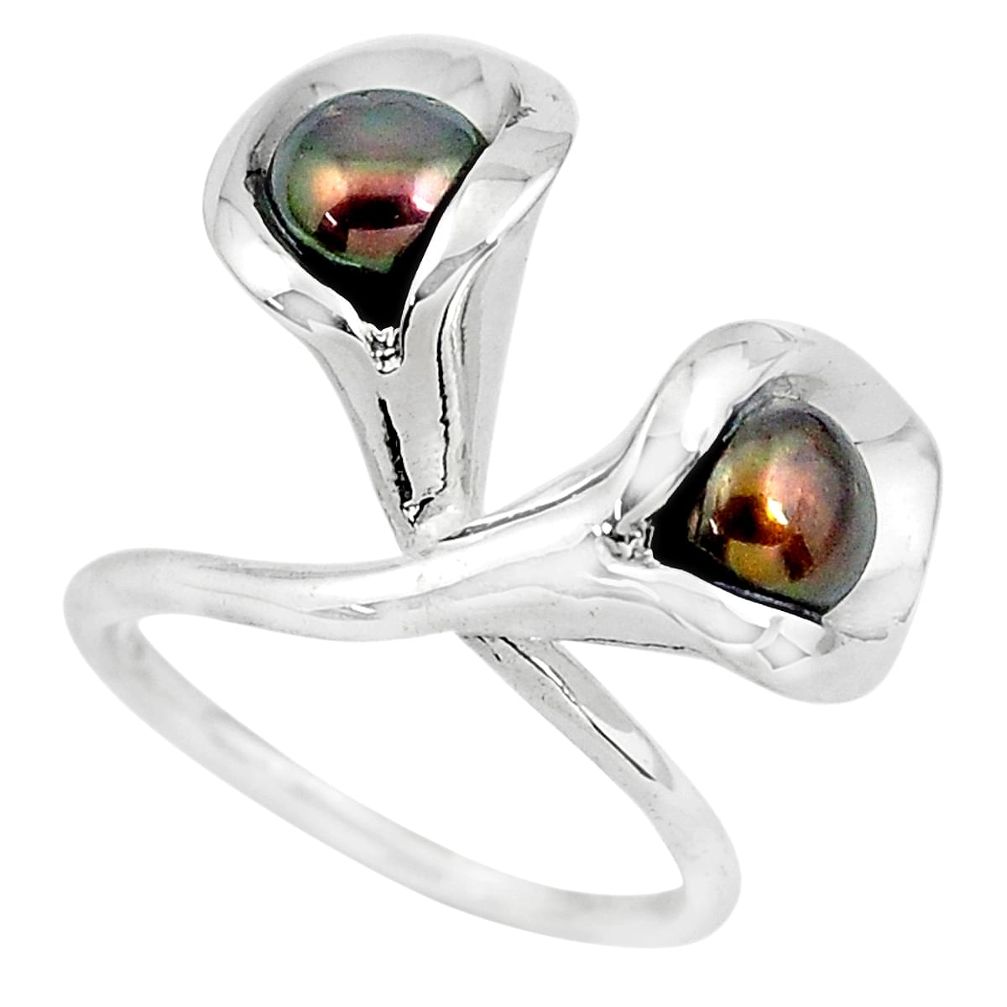 2.56cts natural titanium pearl 925 sterling silver ring jewelry size 5.5 p53040