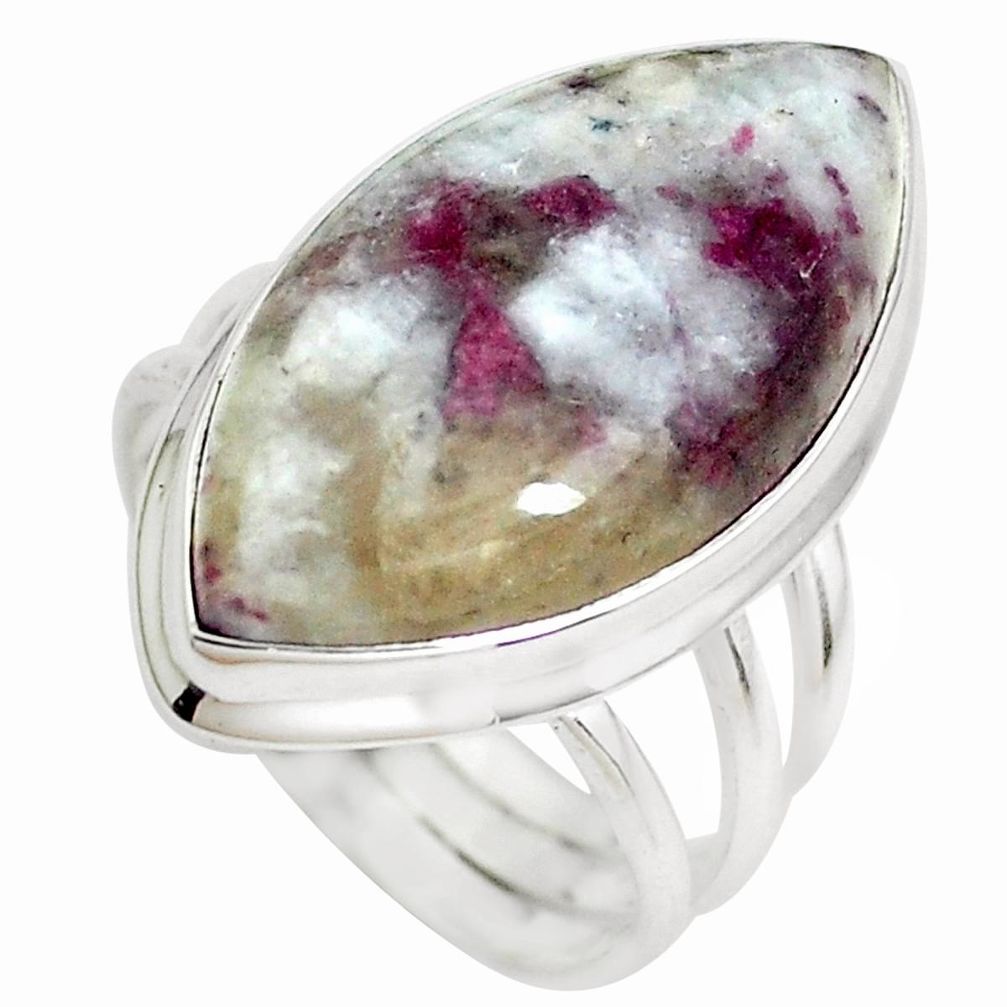 19.00cts natural tourmaline in quartz 925 silver solitaire ring size 8 p38758