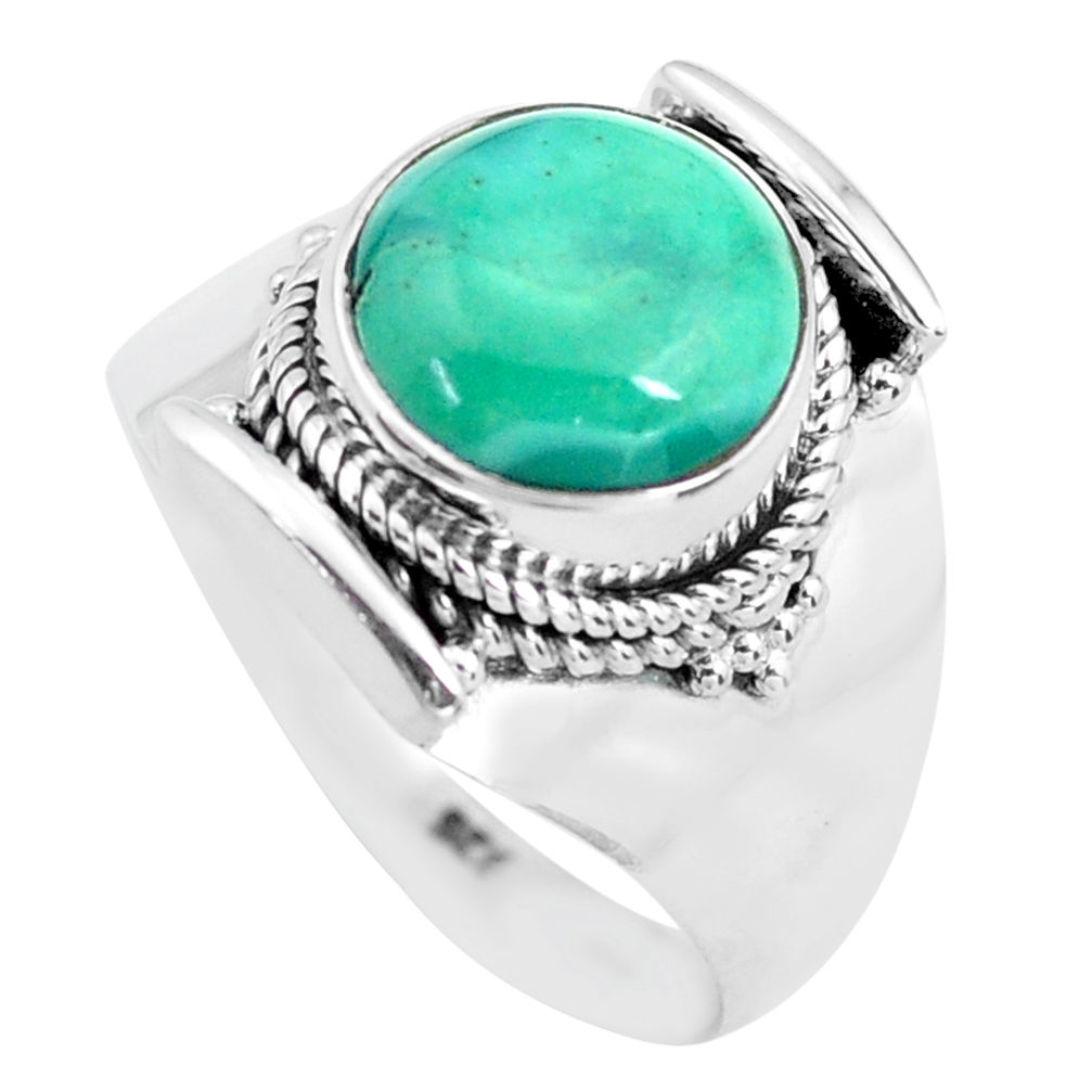 5.75cts natural turquoise tibetan 925 silver solitaire ring size 9.5 p72190
