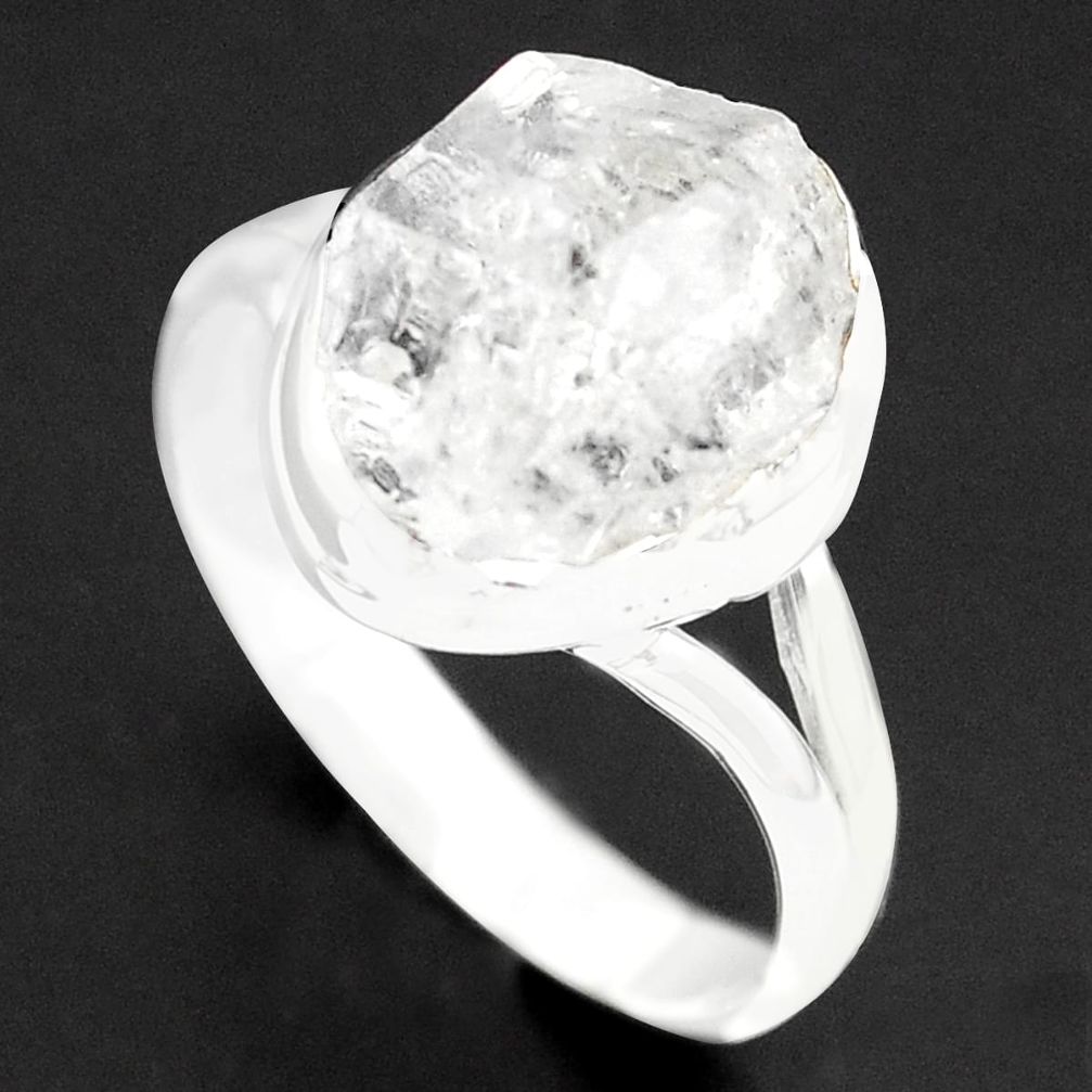 6.10cts natural white herkimer diamond 925 silver solitaire ring size 9.5 p73942