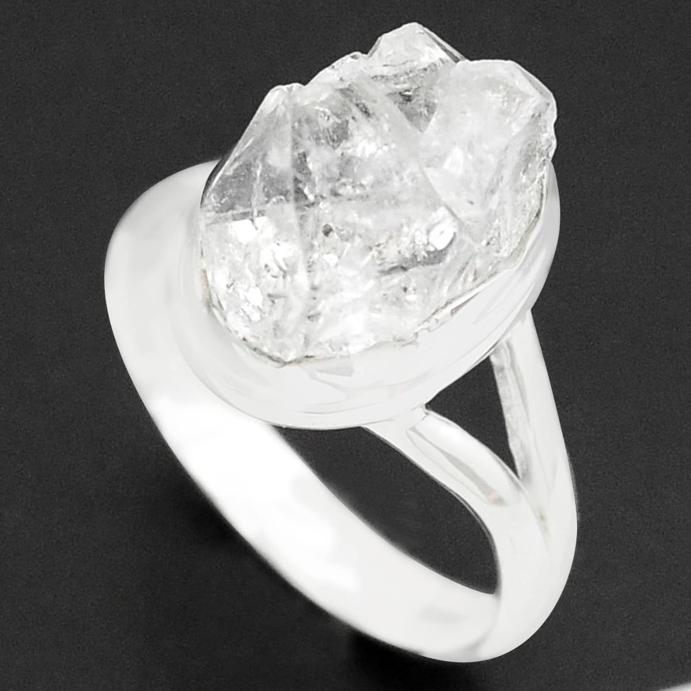 5.81cts natural white herkimer diamond 925 silver solitaire ring size 7 p73943