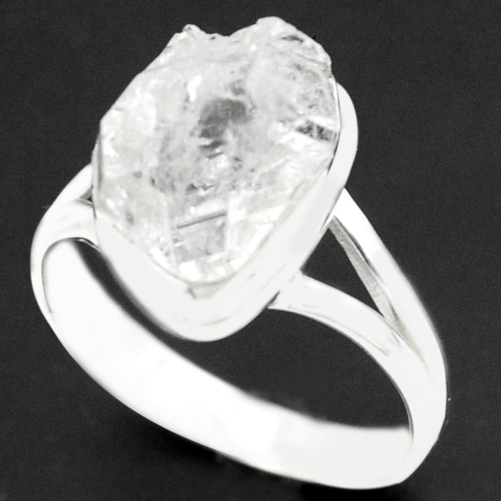 7.47cts natural white herkimer diamond 925 silver solitaire ring size 9.5 p73957