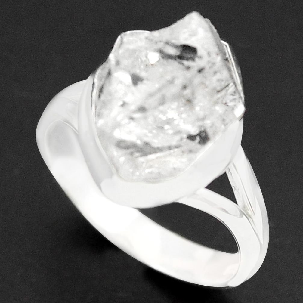 6.72cts natural white herkimer diamond 925 silver solitaire ring size 6.5 p73961