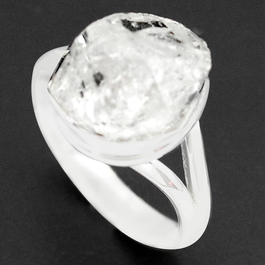 7.17cts natural white herkimer diamond 925 silver solitaire ring size 7 p73966