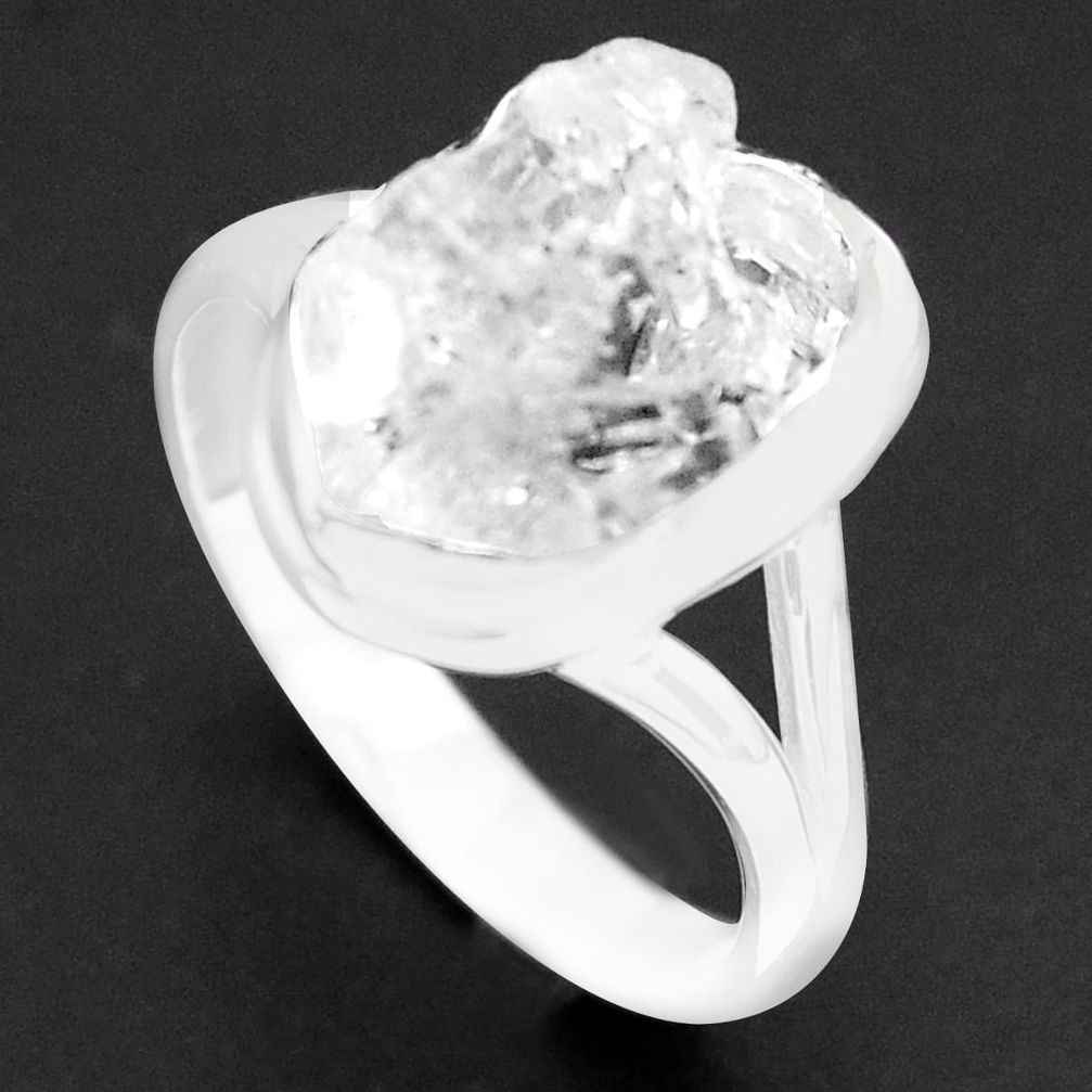 7.17cts natural white herkimer diamond 925 silver solitaire ring size 8.5 p73974