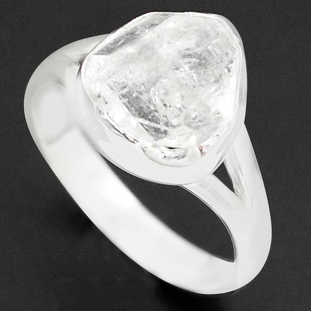 5.84cts natural white herkimer diamond 925 silver solitaire ring size 8 p73975