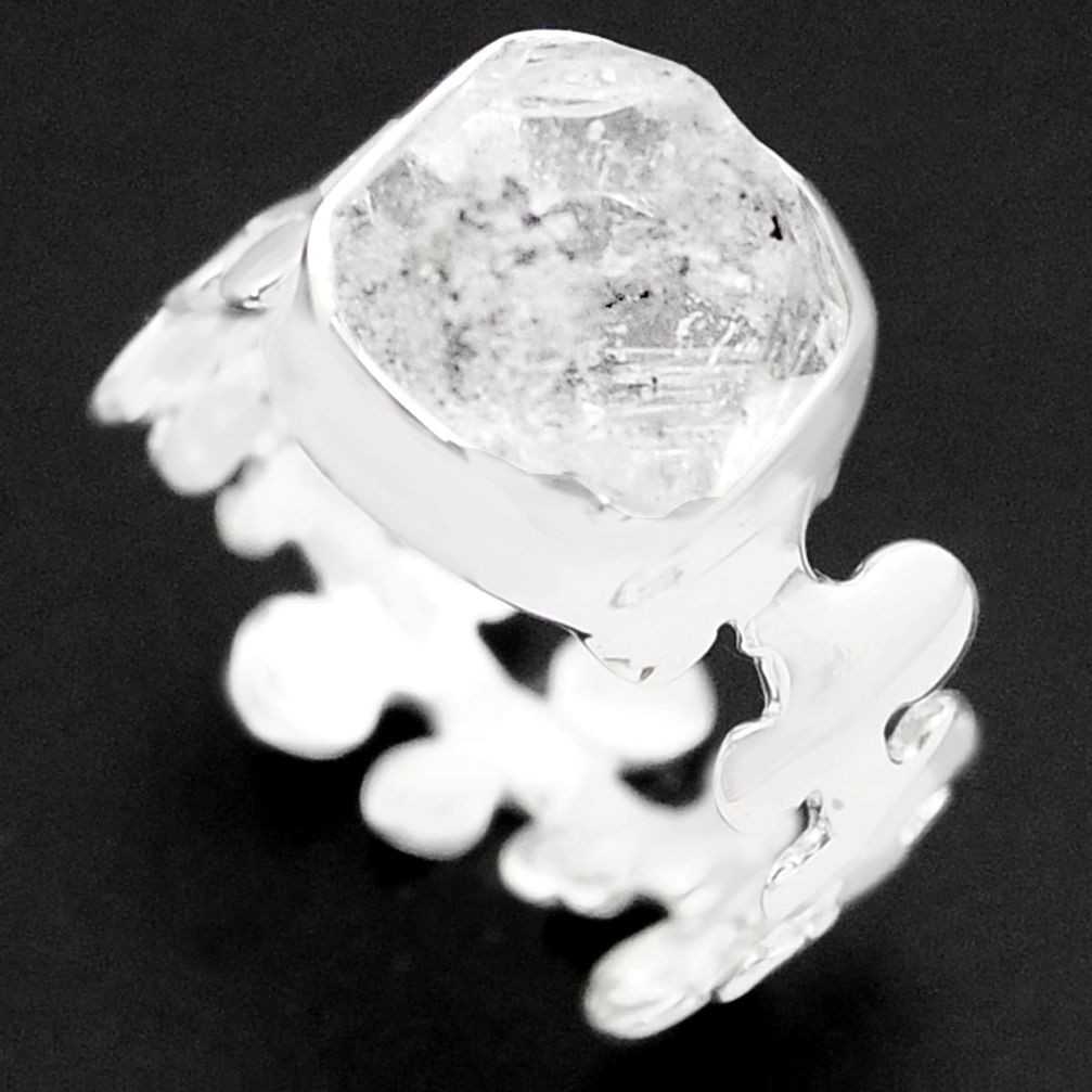 5.53cts natural white herkimer diamond 925 silver solitaire ring size 6.5 p73990