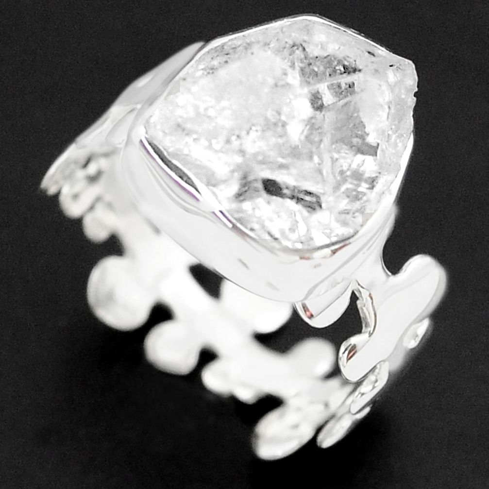 6.70cts natural white herkimer diamond 925 silver solitaire ring size 7 p73991