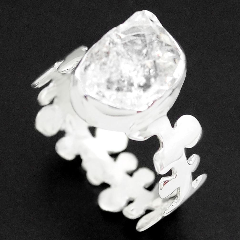 5.96cts natural white herkimer diamond 925 silver solitaire ring size 9.5 p73998