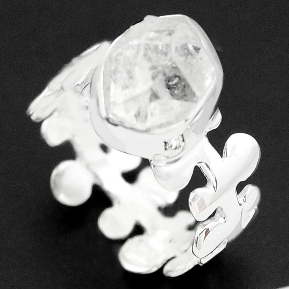 5.17cts natural white herkimer diamond 925 silver solitaire ring size 6 p74013