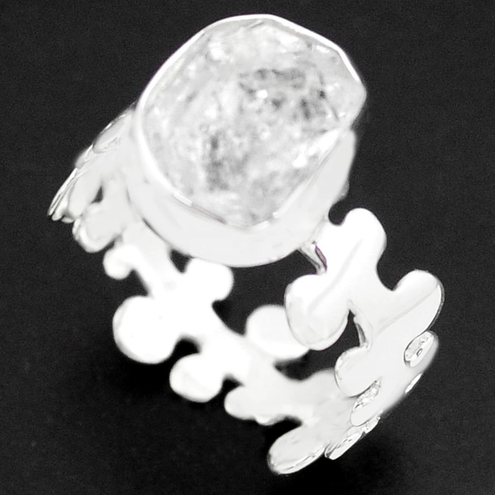 5.96cts natural white herkimer diamond 925 silver solitaire ring size 7.5 p74019