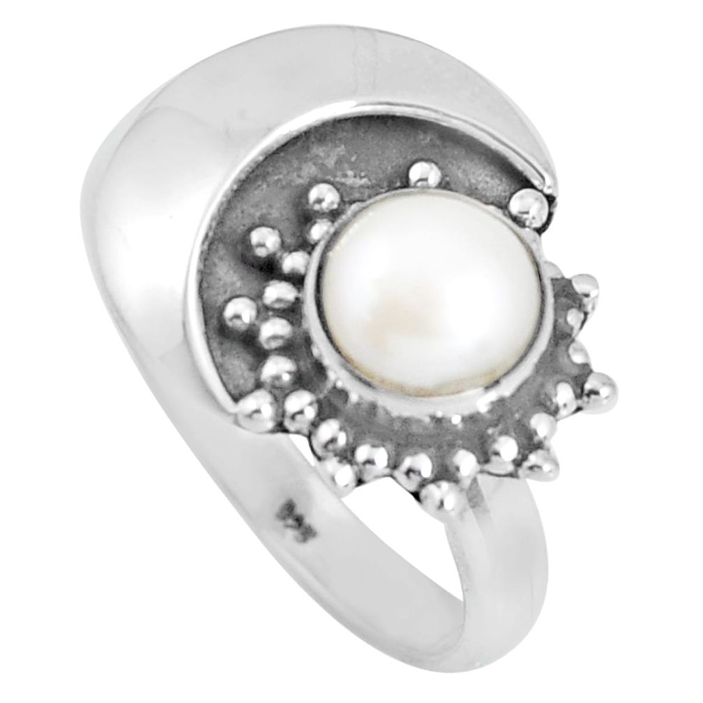 1.36cts natural white pearl 925 sterling silver ring jewelry size 6 d32582
