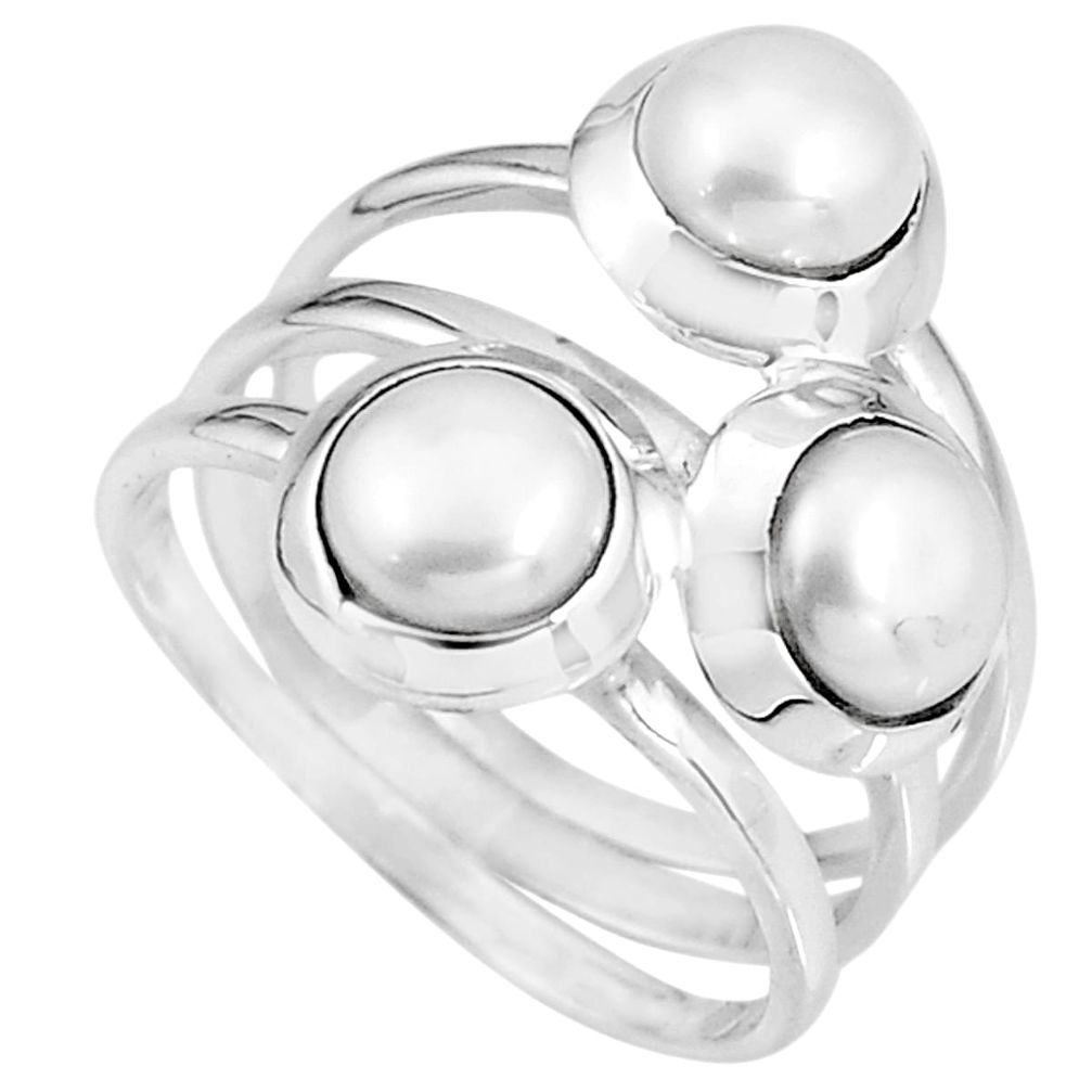 3.11cts natural white pearl 925 sterling silver ring jewelry size 7 p92690