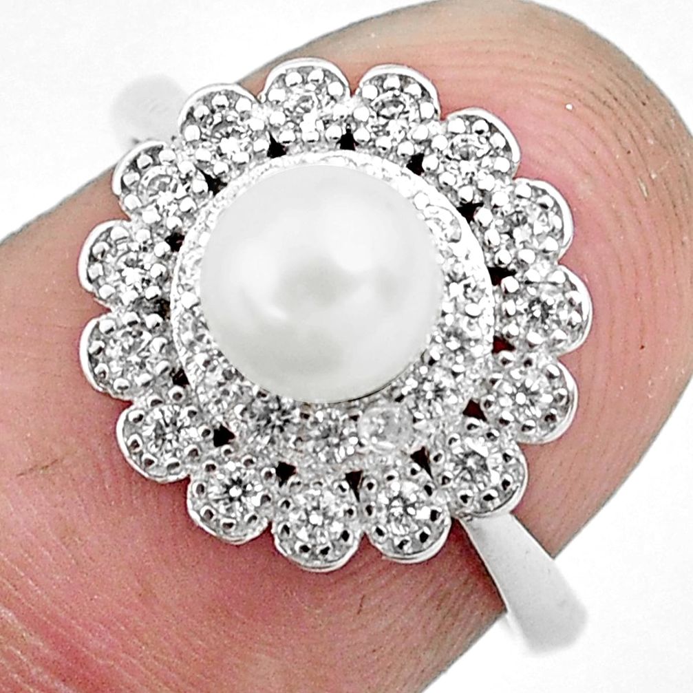 2.42cts natural white pearl topaz 925 silver solitaire ring jewelry size 7 c1203