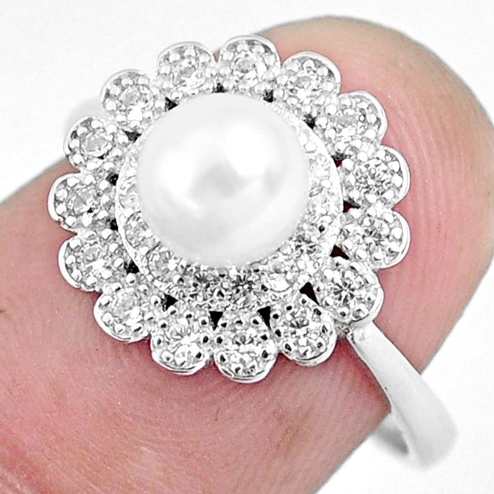 3.13cts natural white pearl topaz 925 sterling silver ring jewelry size 6 c1282