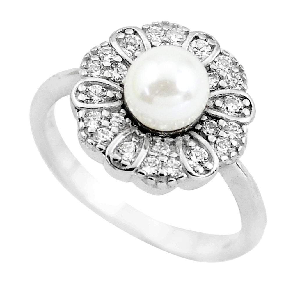 LAB 2.42cts natural white pearl topaz 925 sterling silver ring jewelry size 6 c2615