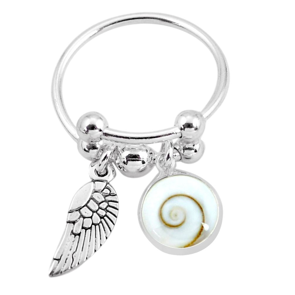 4.42cts natural white shiva eye 925 sterling silver feather ring size 9 c3042