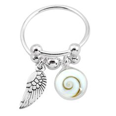4.69cts natural white shiva eye 925 sterling silver feather ring size 8 c3045