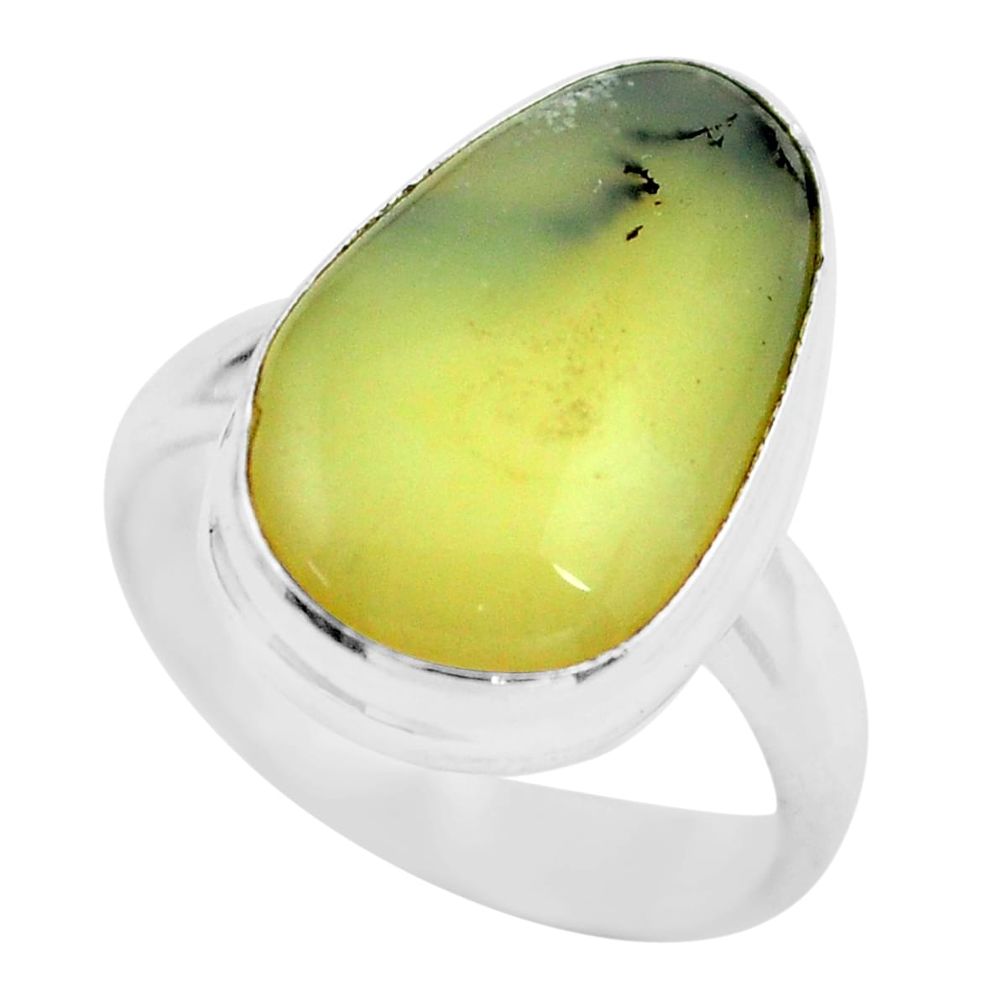 6.03cts natural yellow amber bone 925 silver solitaire ring size 5 d32166