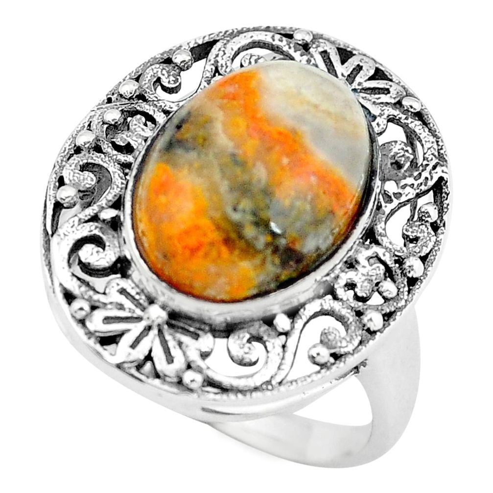 Natural yellow bumble bee australian jasper silver solitaire ring size 9 p55896