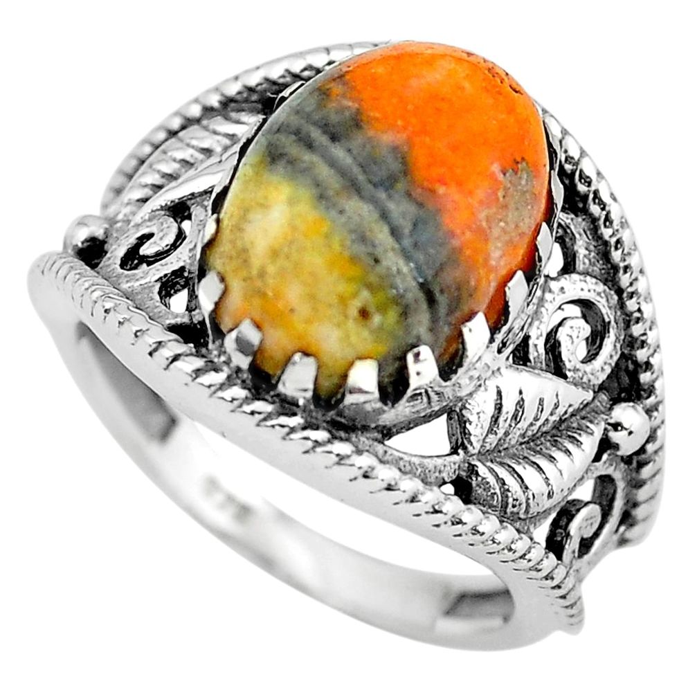 Natural yellow bumble bee australian jasper silver solitaire ring size 8 p55972