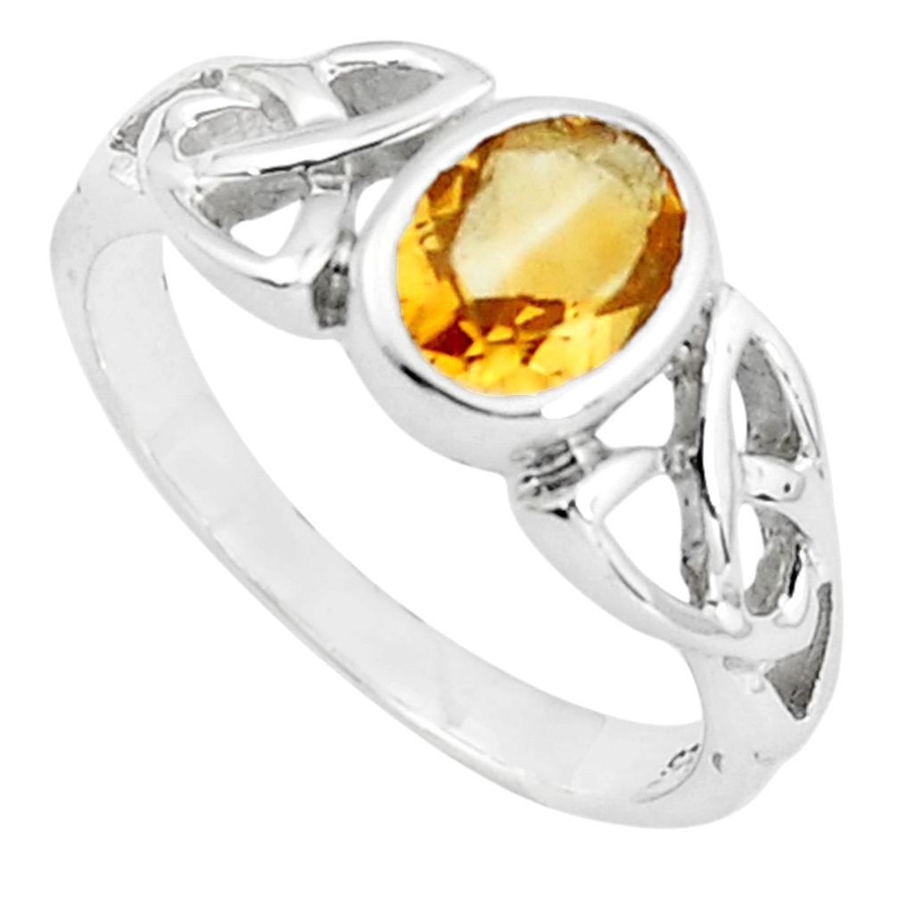 2.09cts natural yellow citrine 925 silver solitaire ring jewelry size 6.5 p36907