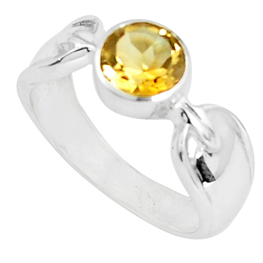 2.46cts natural yellow citrine 925 silver solitaire ring jewelry size 7.5 p37058