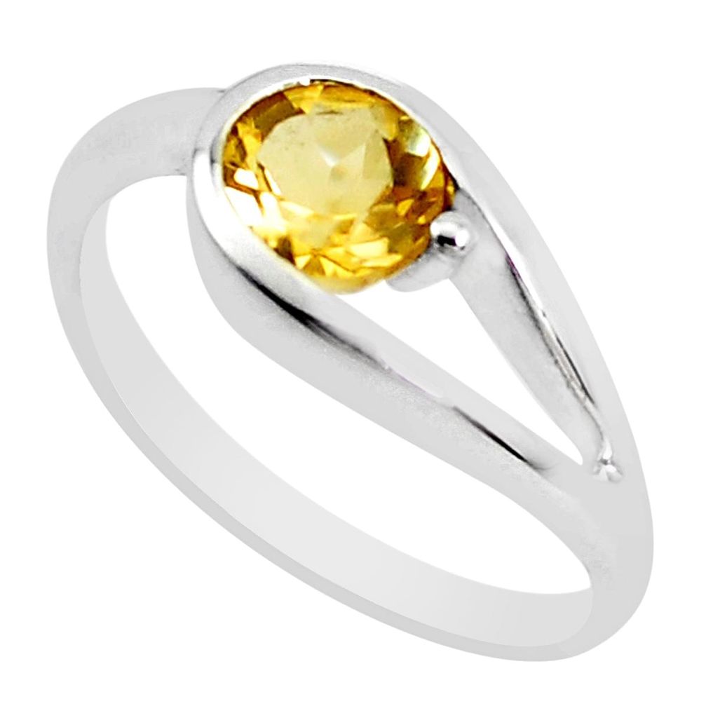 0.99cts natural yellow citrine 925 silver solitaire ring jewelry size 8 p37331