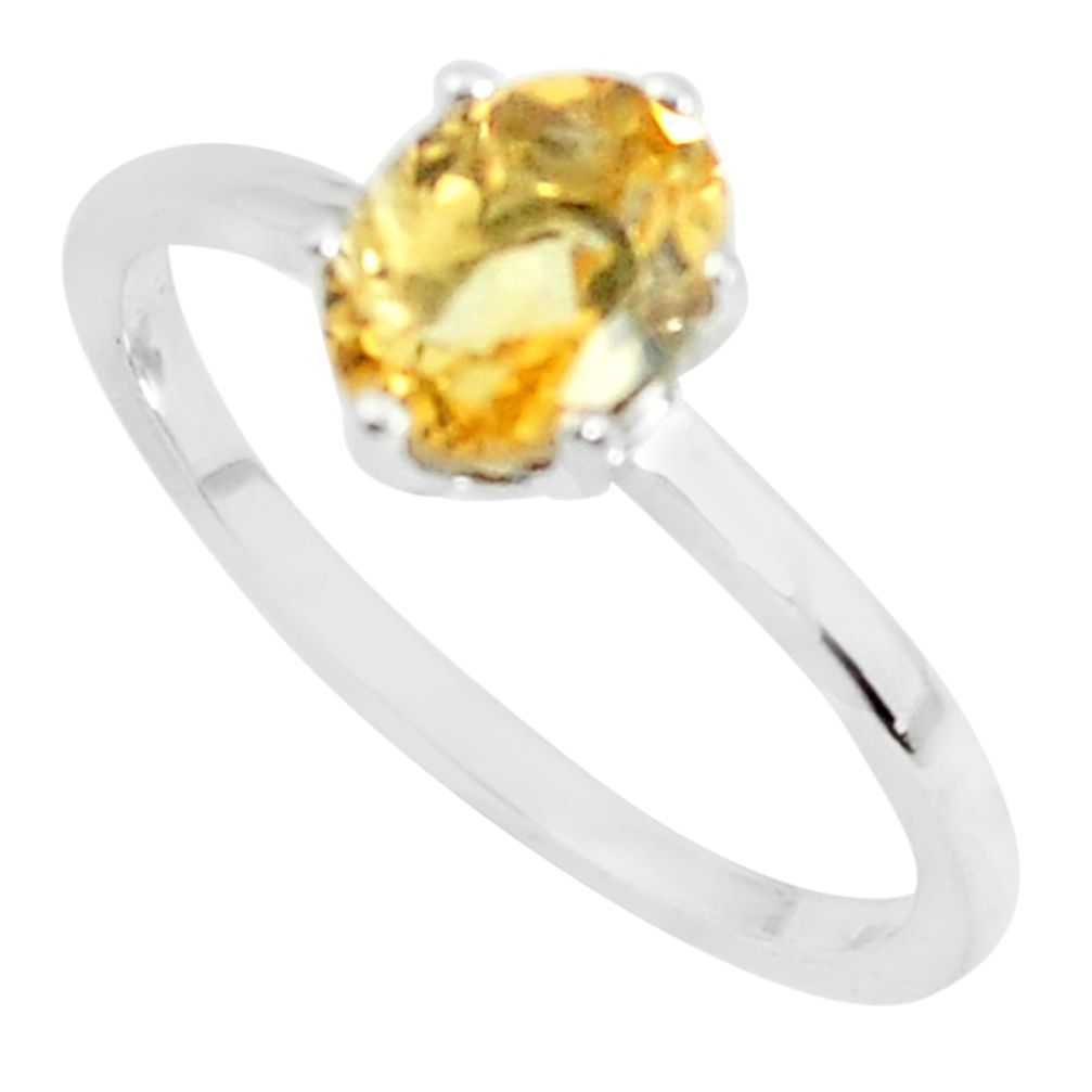 2.23cts natural yellow citrine 925 silver solitaire ring jewelry size 8 p61981