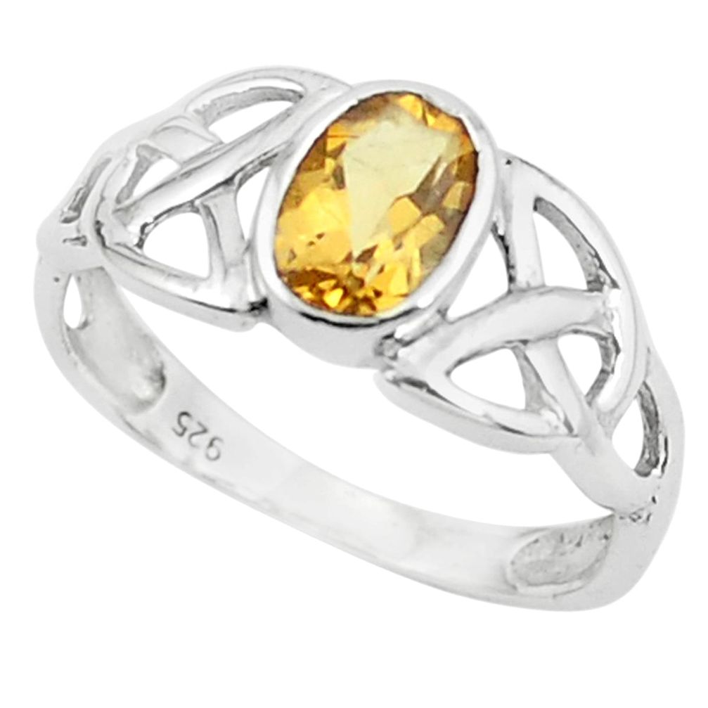1.41cts natural yellow citrine 925 silver solitaire ring jewelry size 6.5 p62019