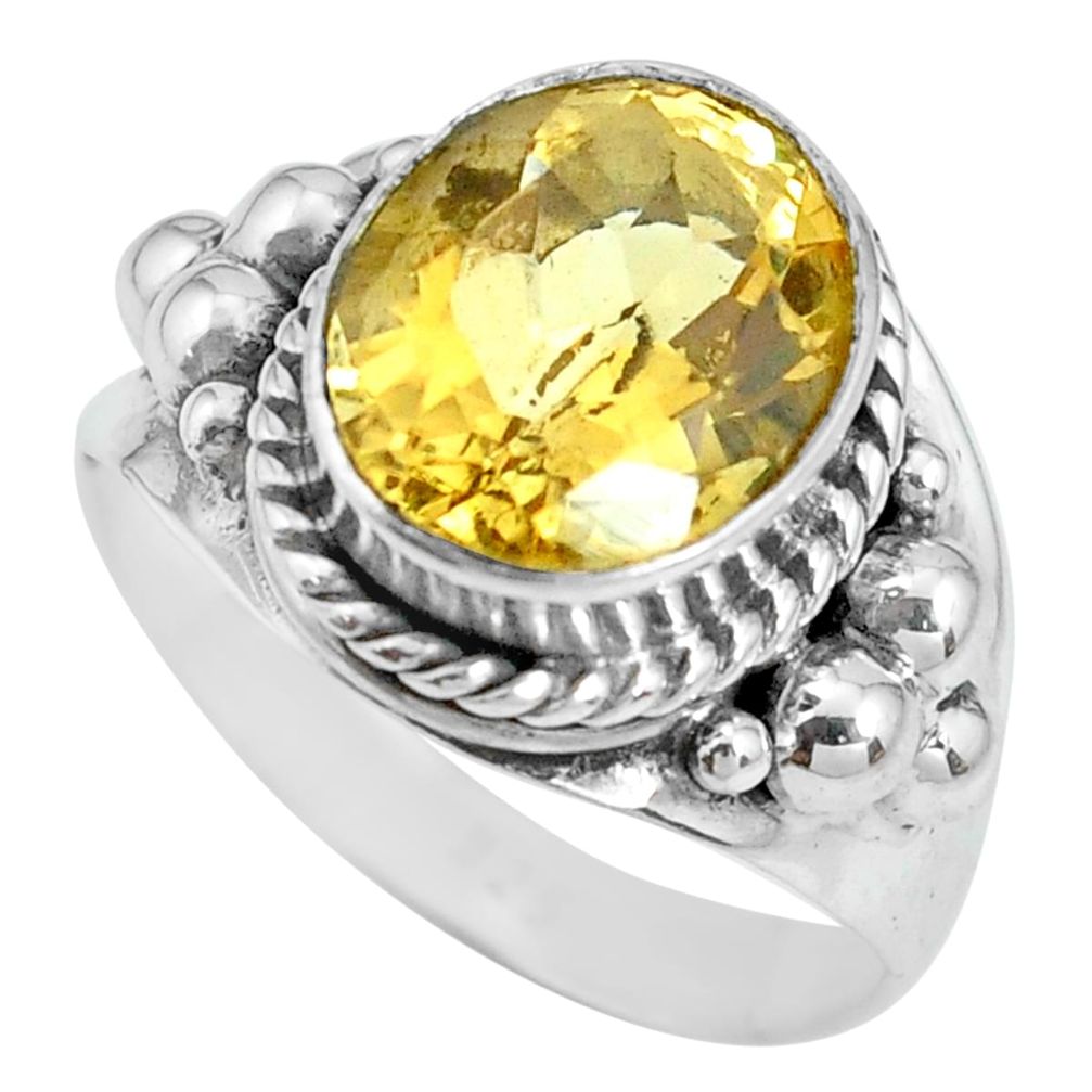 5.16cts natural yellow citrine 925 silver solitaire ring jewelry size 7.5 p69771