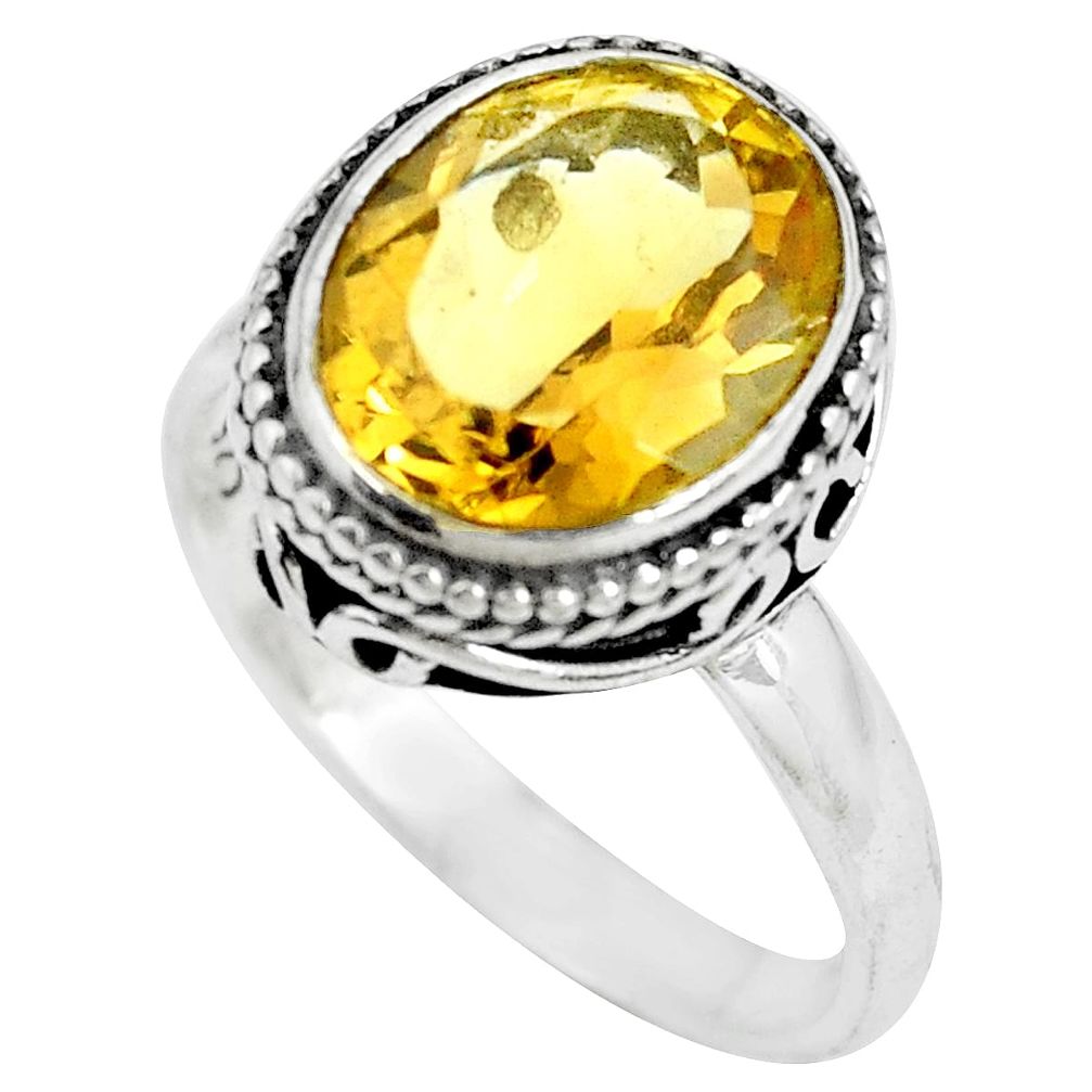 5.38cts natural yellow citrine 925 silver solitaire ring jewelry size 7 p70032