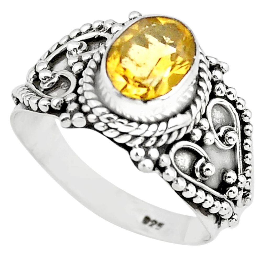 2.13cts natural yellow citrine 925 silver solitaire ring jewelry size 7.5 p72401
