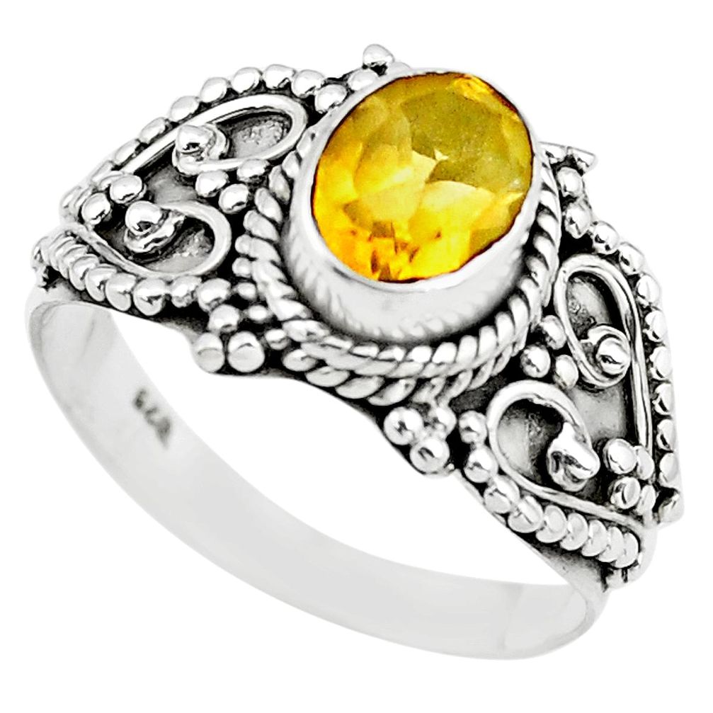 2.13cts natural yellow citrine 925 silver solitaire ring jewelry size 9 p72406