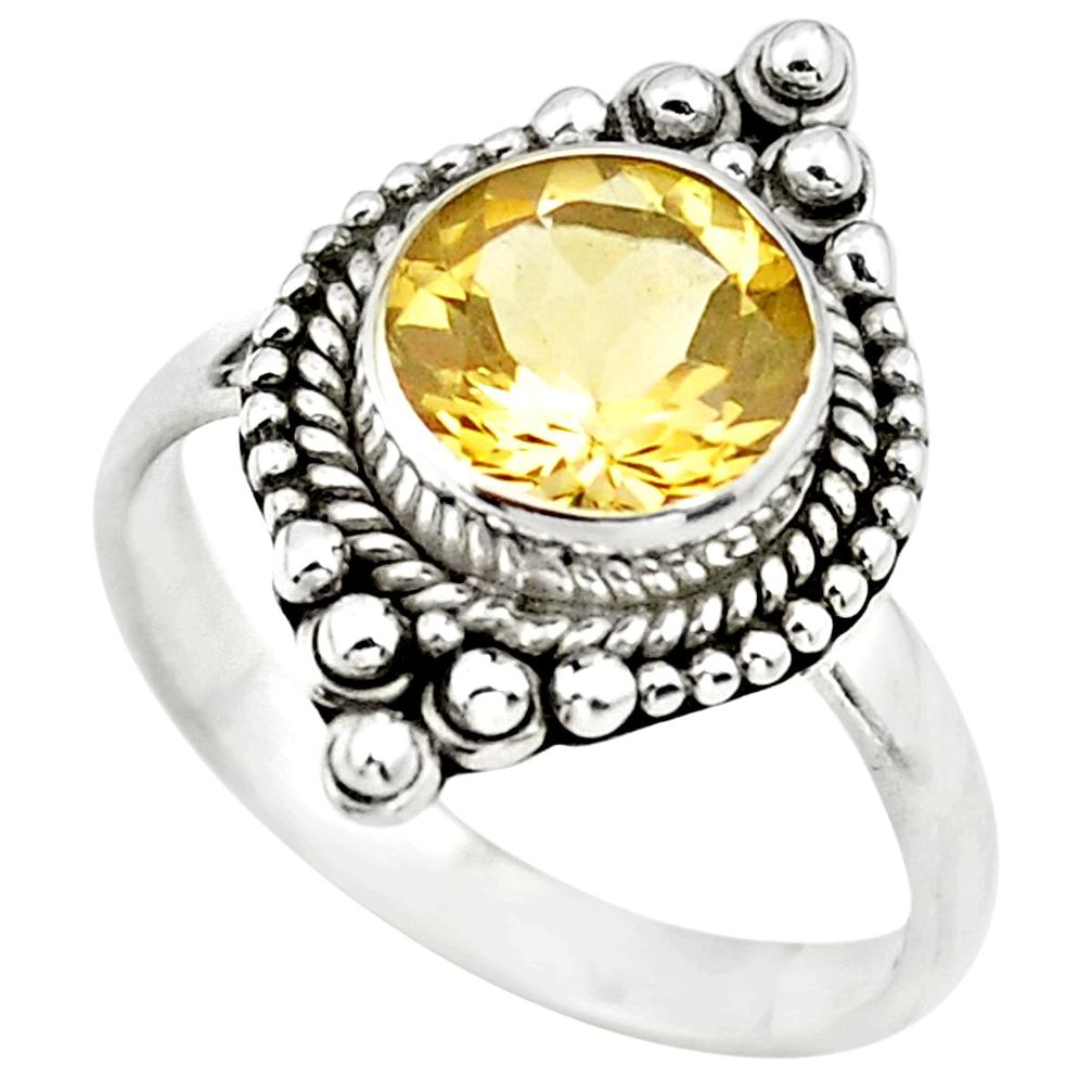 3.29cts natural yellow citrine 925 silver solitaire ring jewelry size 7 p72414