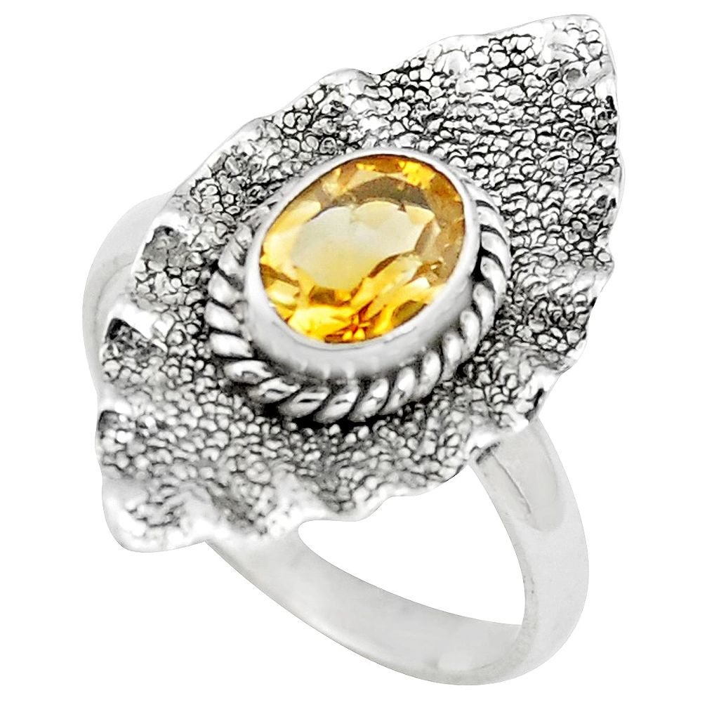 2.09cts natural yellow citrine 925 silver solitaire ring jewelry size 8.5 p72417