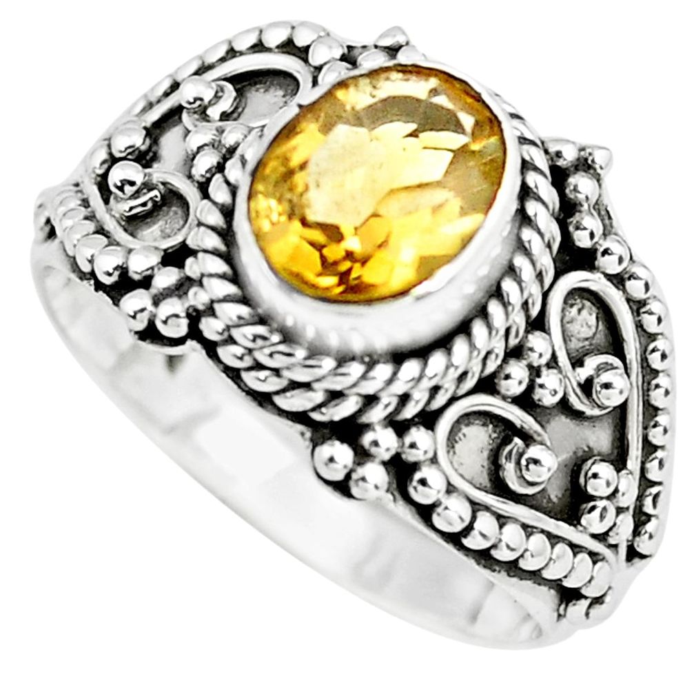 2.23cts natural yellow citrine 925 silver solitaire ring jewelry size 7.5 p72423